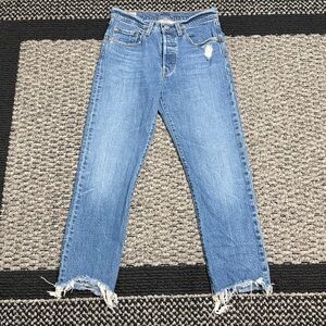 Levi’s 501 Original Jeans Women’s 26 Button Fly Raw Hem Straight Cropped Denim